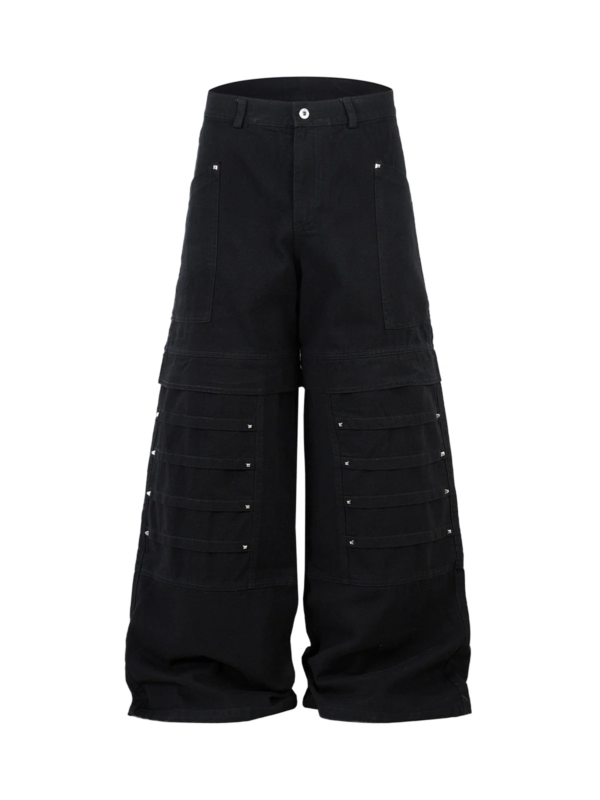 Deconstructed Split Rivet Cargo Jeans