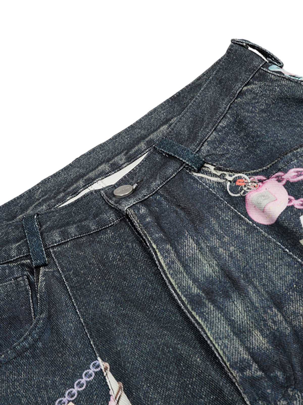 Embellished Chain Denim Shorts