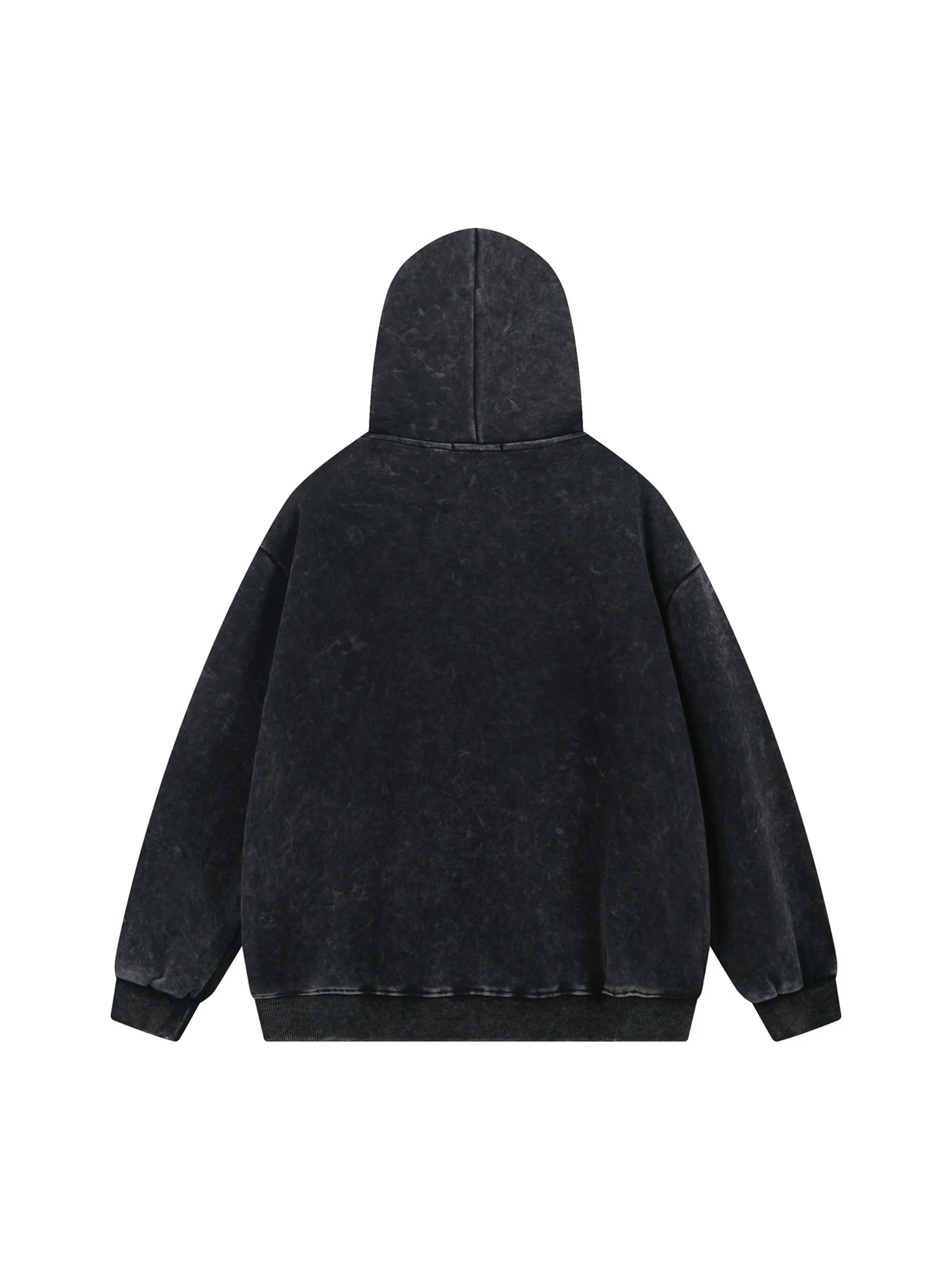 Thesupermade Washed Flame Printed Hooded Fleece Sweatshirt