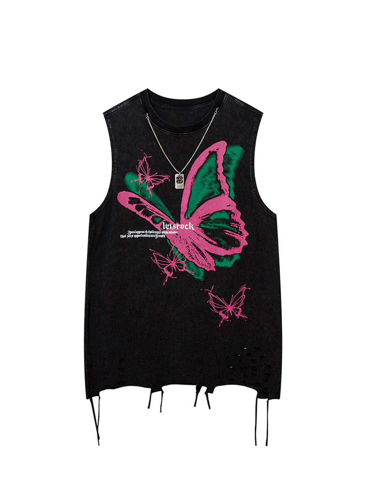 Raw Edge Butterfly Print Vest