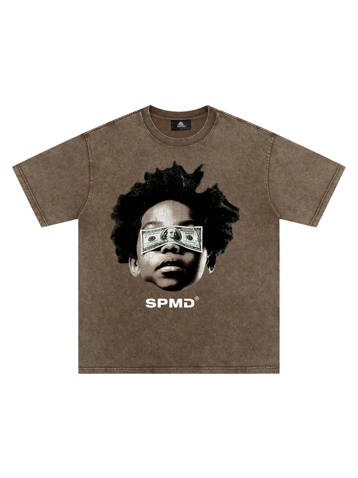 Original Distressed Washed Dollar Boy Print T-Shirt