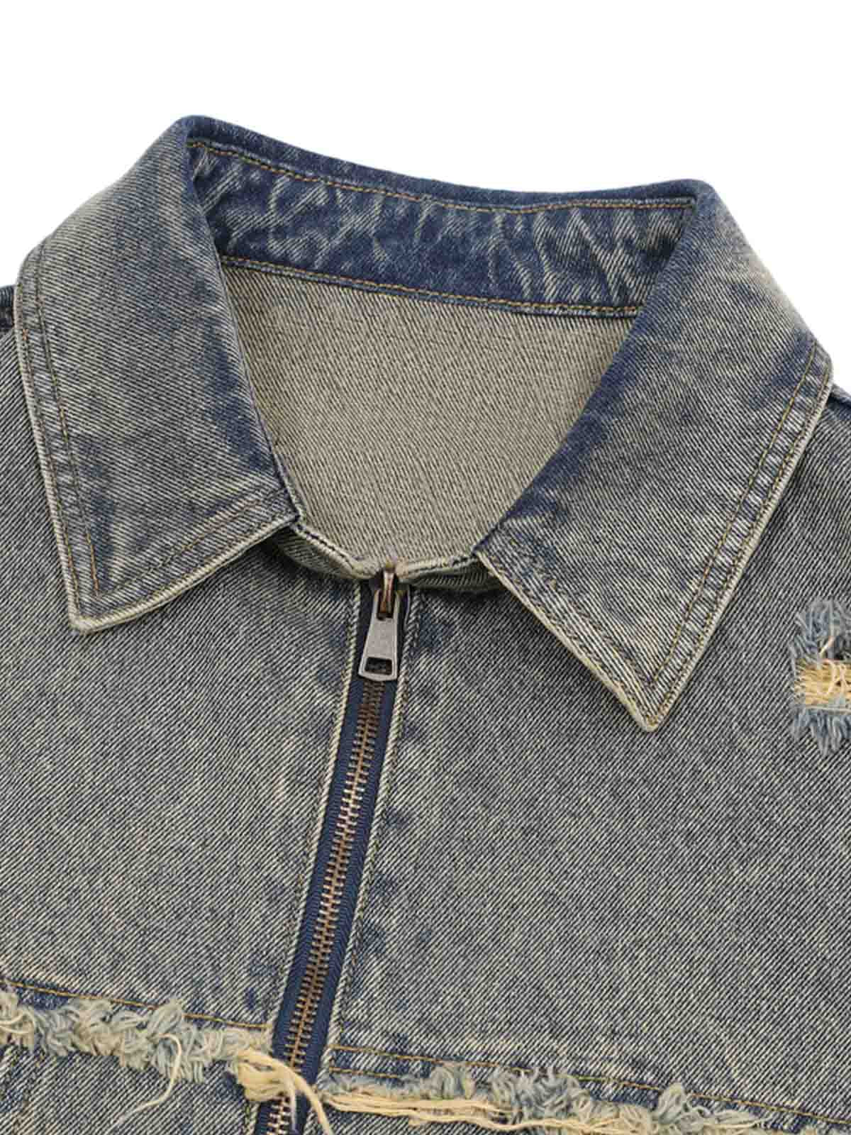 Distressed Ripped Denim Suit