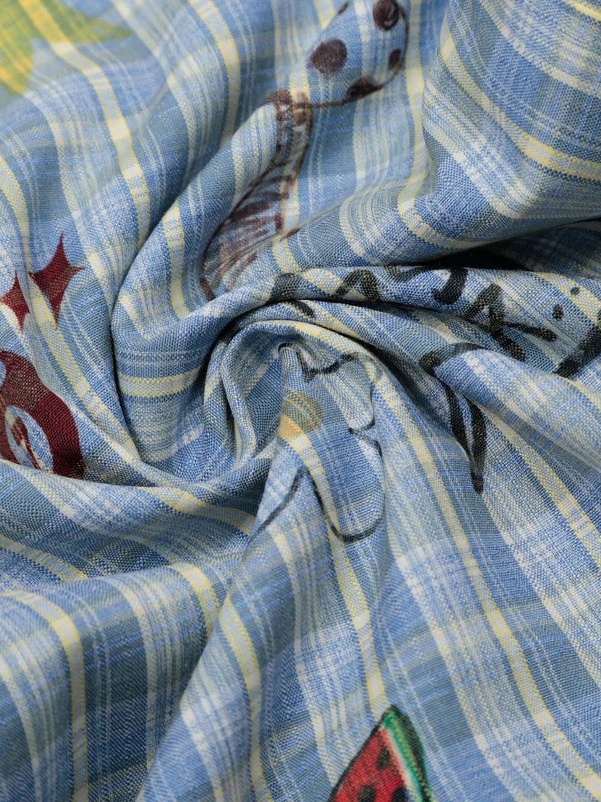 Fun Floral and Fruit Prints Plaid Pants