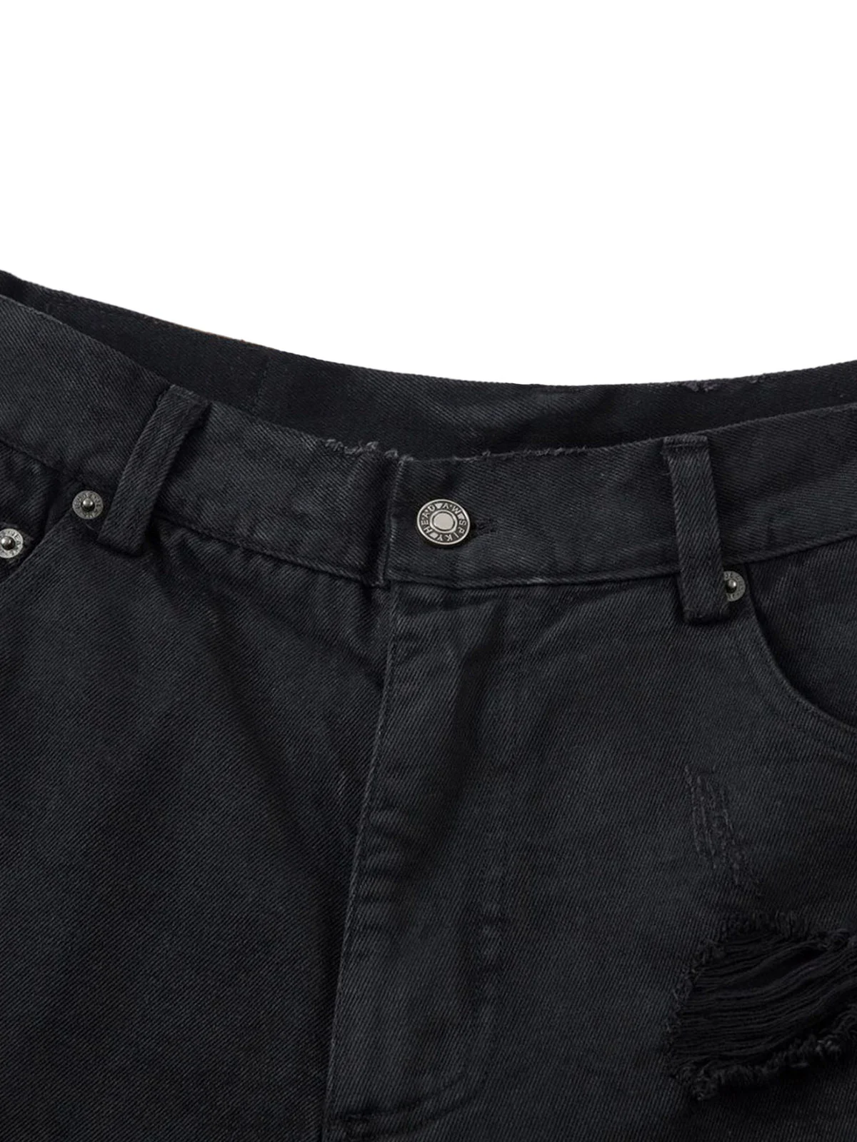 Distressed Ripped Black Denim Shorts