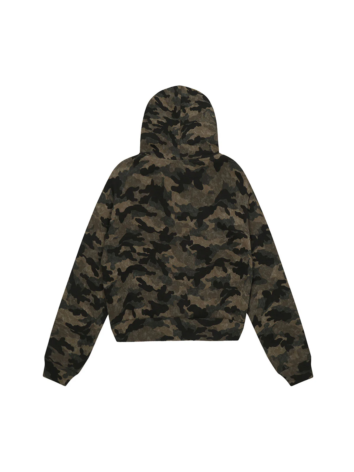 Hotfix Rhinestones Camouflage Fur Hooded Fleece Jacket - 2357