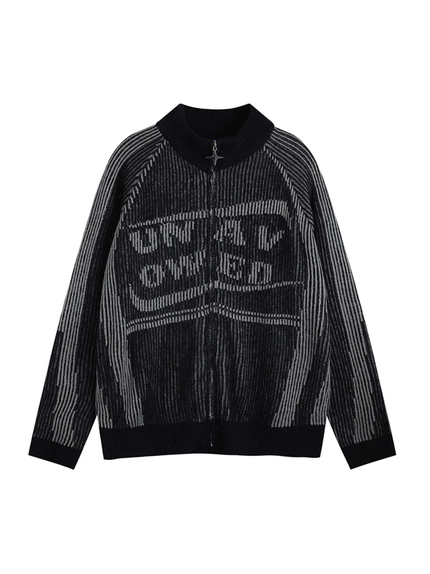 Thesupermade Stand Collar Cardigan Zip Up Sweater