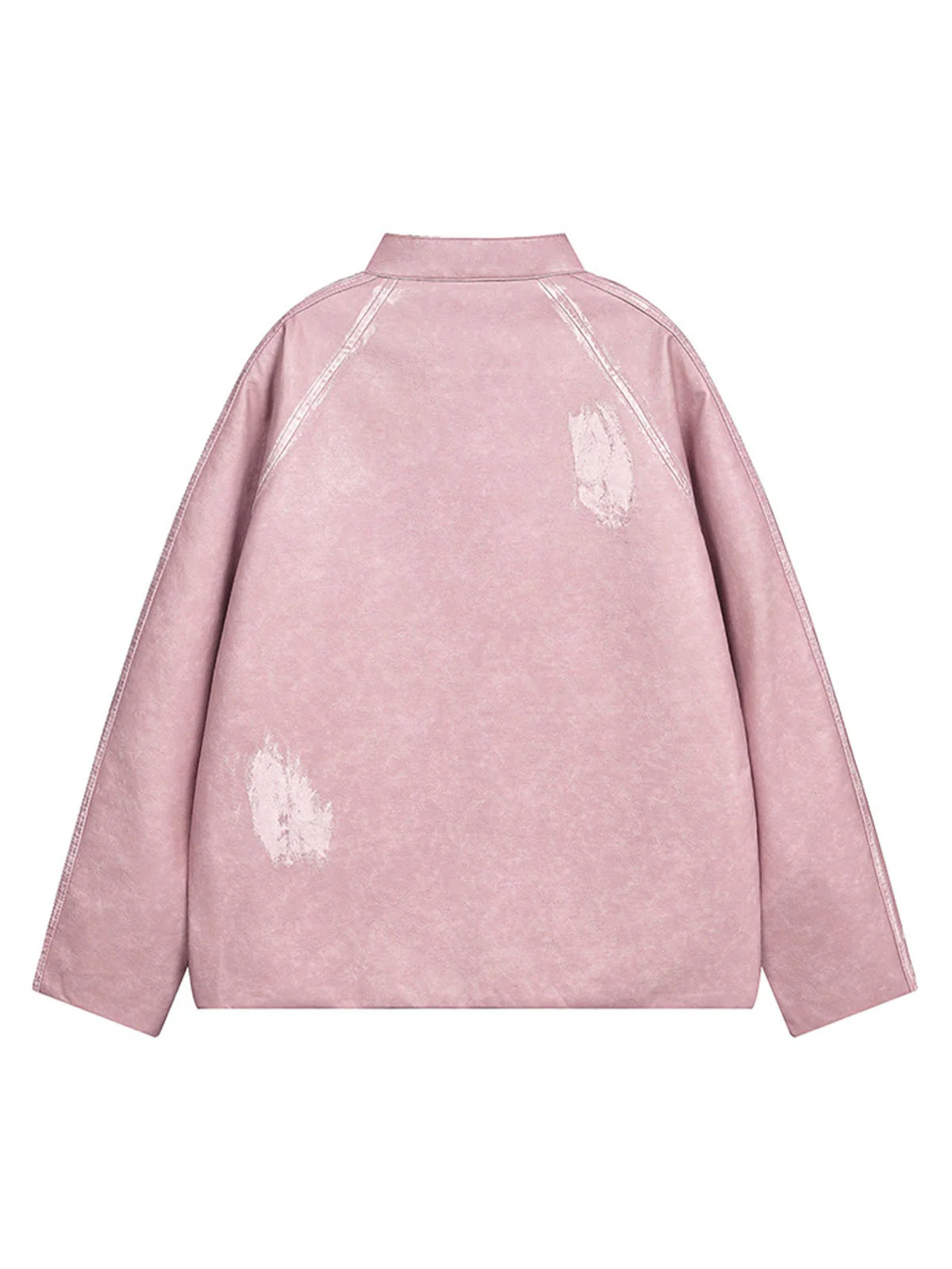 Thesupermade Distressed Letter Embroidery Motorcycle PU Leather Jacket