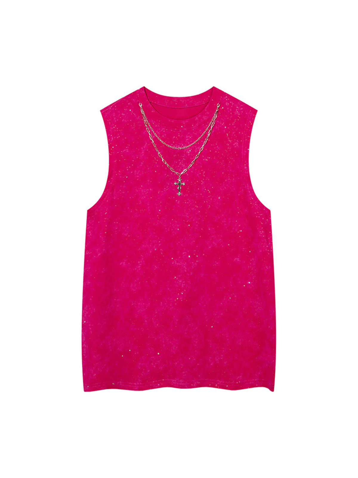 Retro Rhinestone Cross Chain Vest