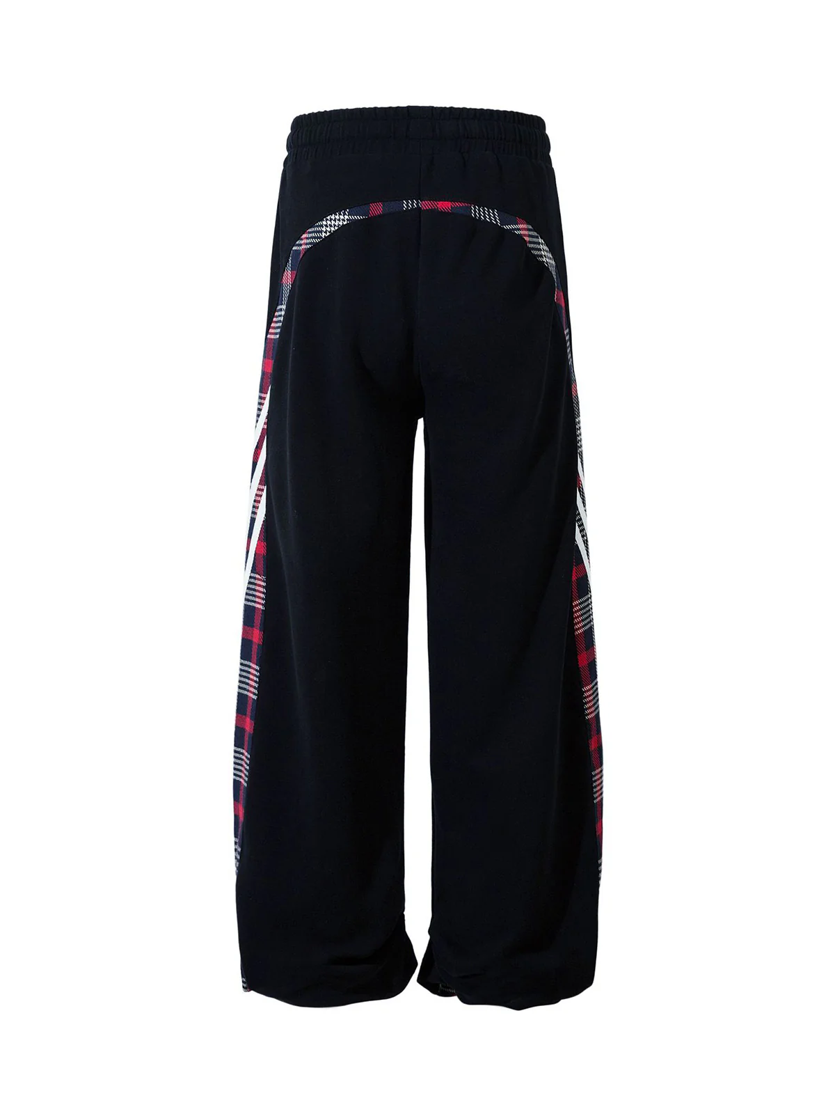 Thesupermade Drawstring Slash Plaid Stitching Straight Pants