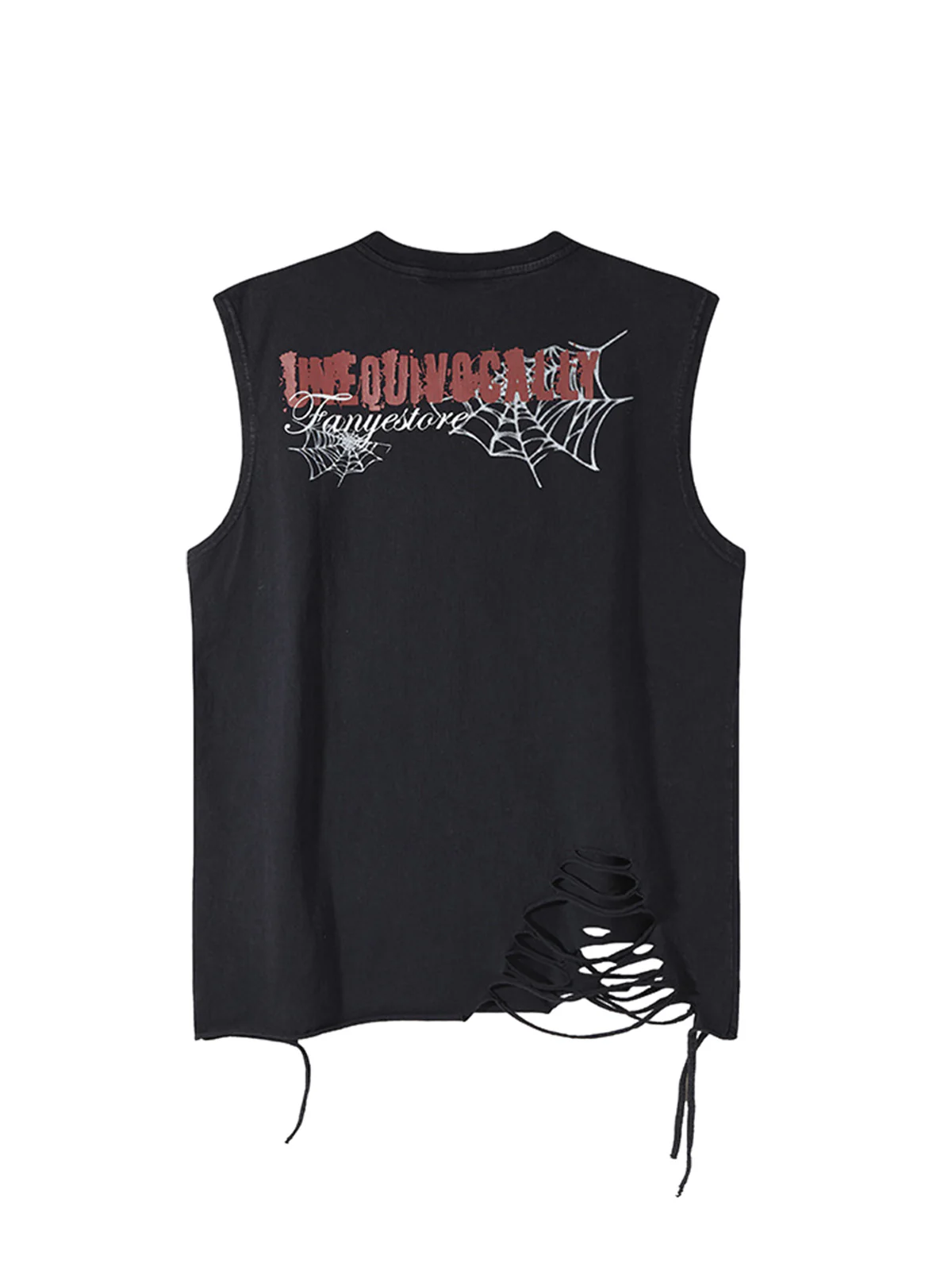 Raggedy Design Spider Web Graphic Vest - 2360