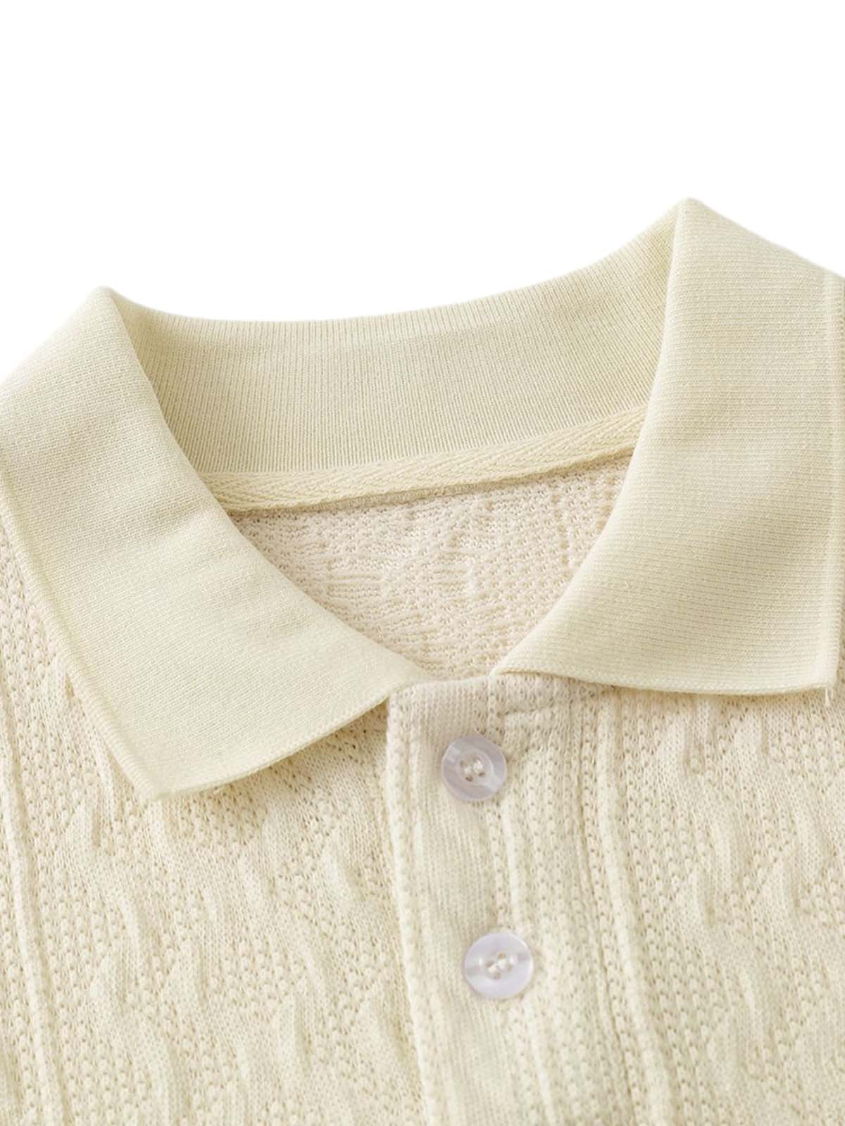 Vintage Print Lapel Short Sleeve Polo Shirt