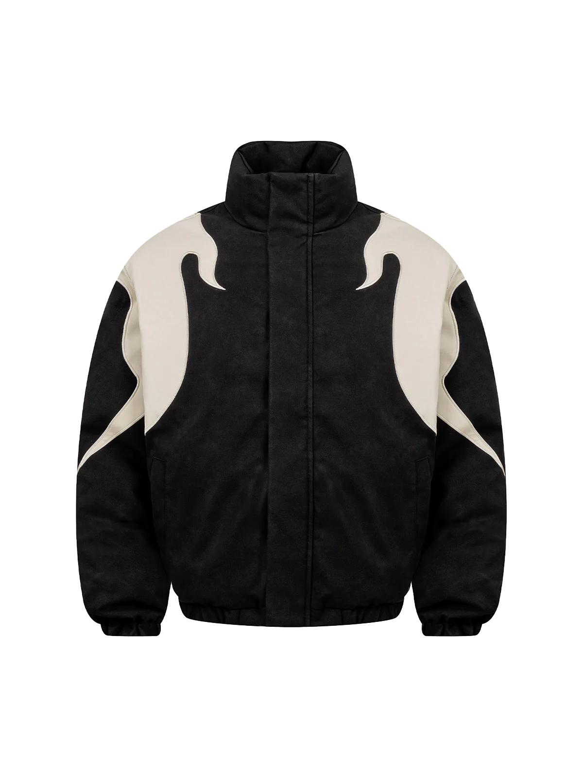 Street Flame Embroidered Suede Padded Puffer Jacket - 2283