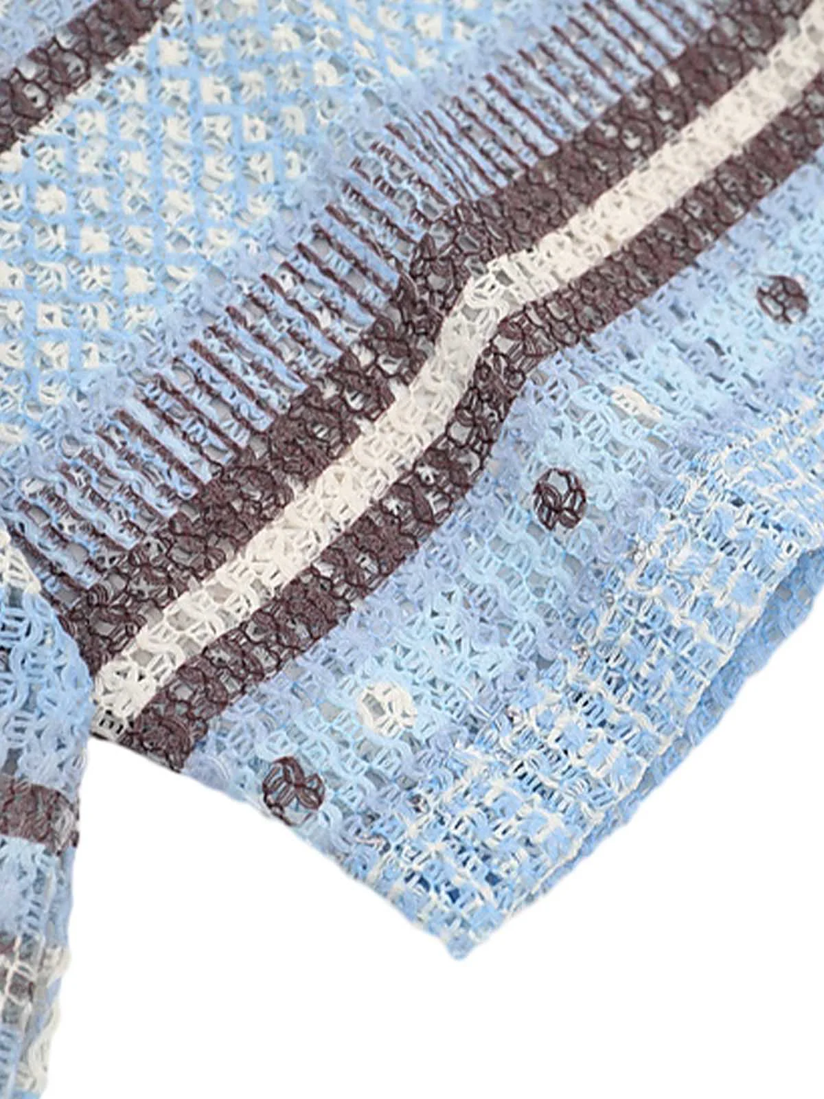 Retro Gradient Striped Hollow POLO Shirt