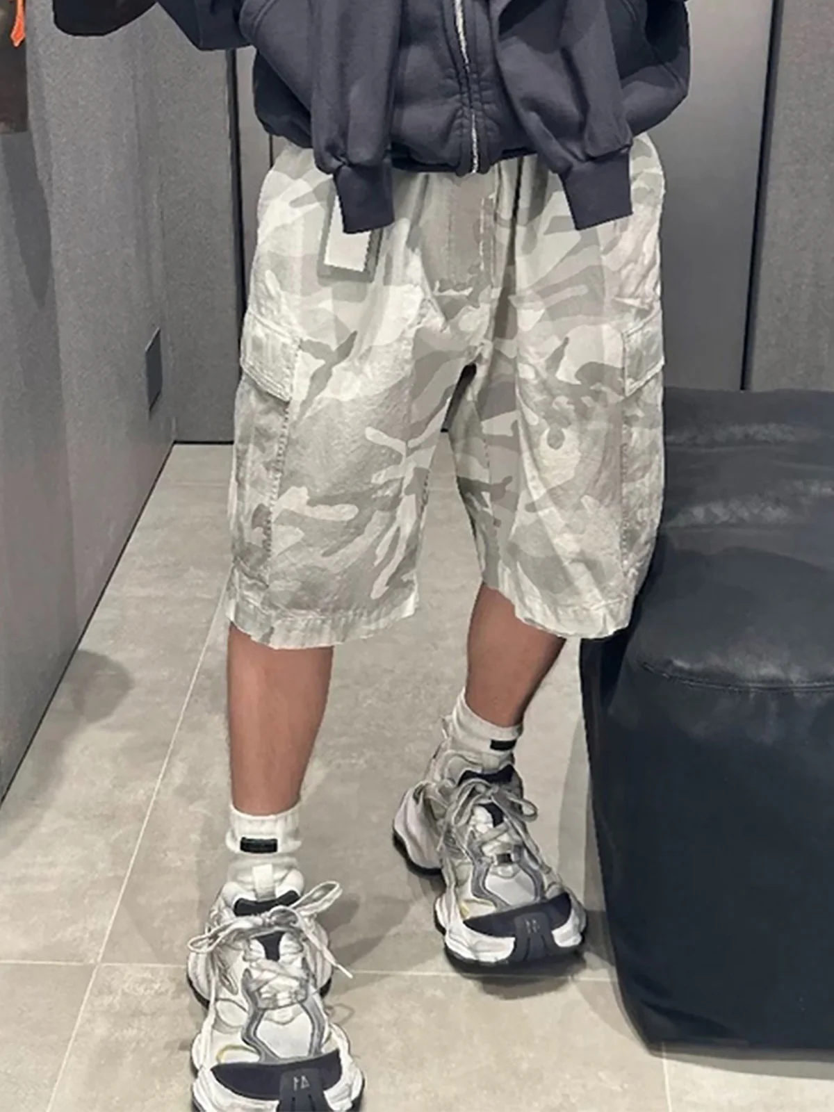Drawstring Camouflage Cargo Shorts