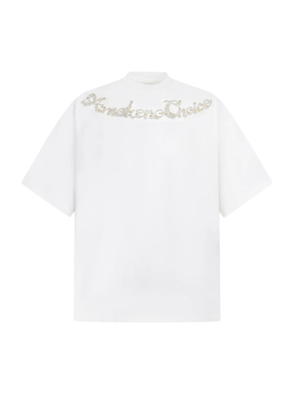 Retro Embroidery Beaded Letter Print T-shirt