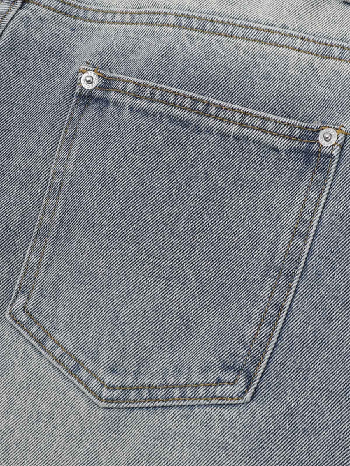 Distressed Washed Pleated Vest Jorts Denim Suit