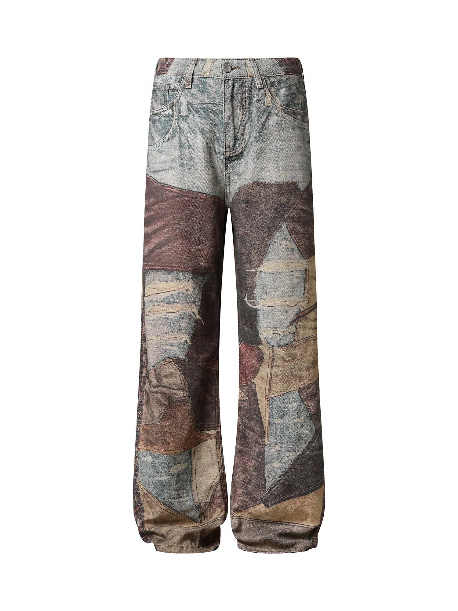 Thesupermade High Street Distressed Washed Printed Jeans - 2246