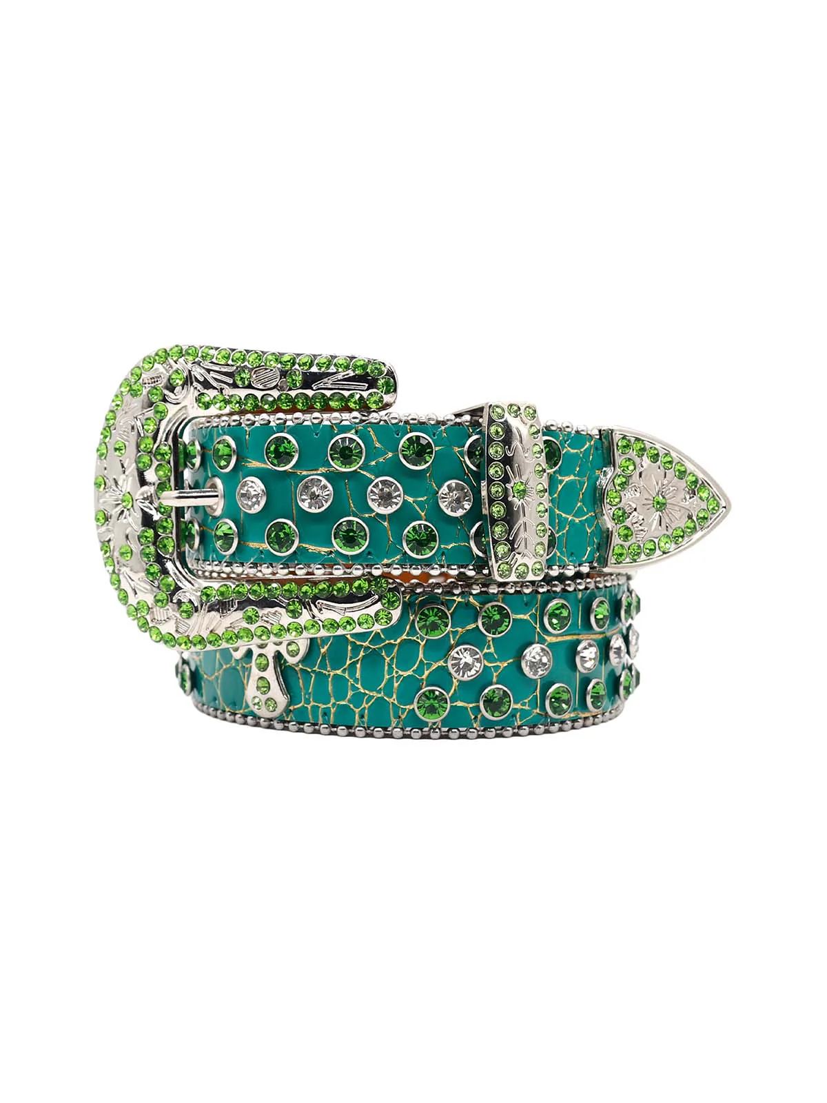 Punk Style Leather Hotflix Rhinestone Belt
