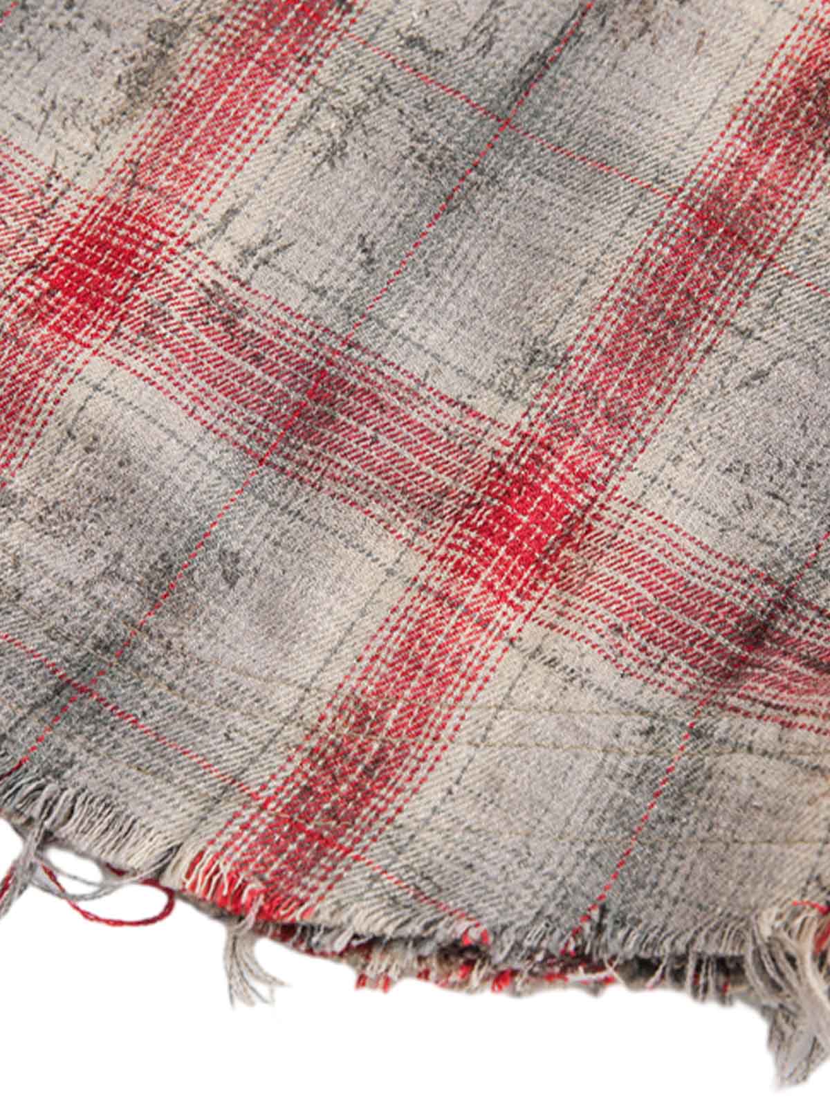 Distressed Patch Plaid Short-Sleeve Shirt