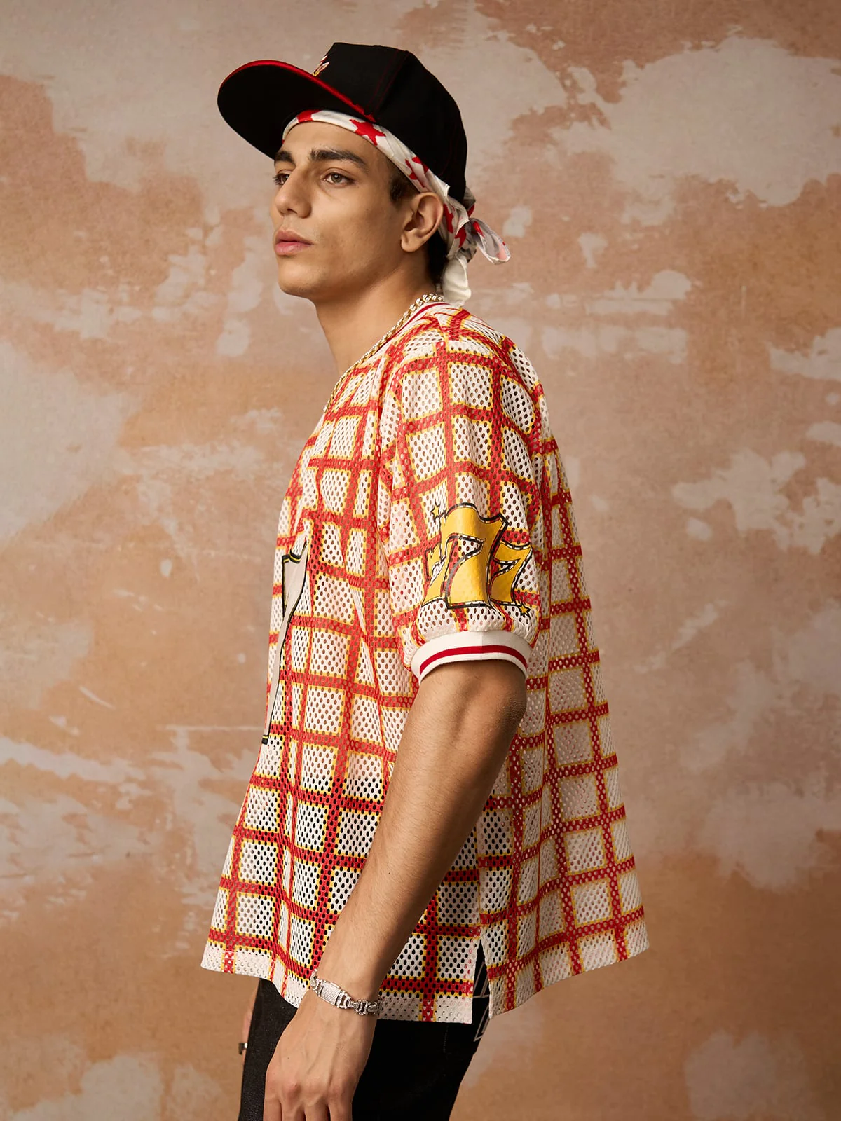 Original Jersey Plaid V-Neck T-shirt