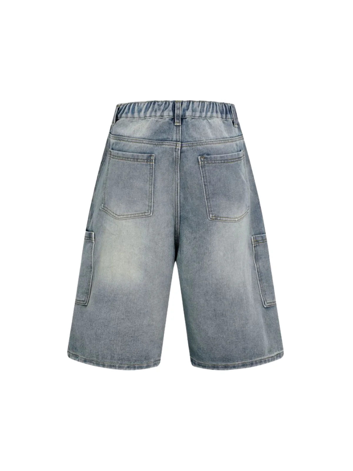 Washed Distressed Raw Edge Denim Jorts