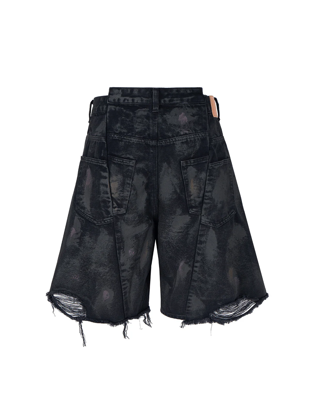 Tie-Dye Distressed Denim Shorts