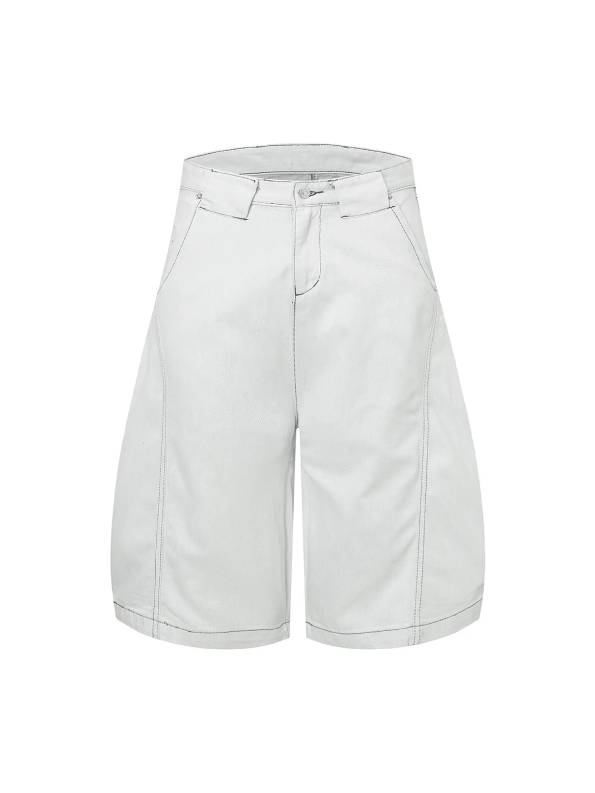Deconstructed Split Contrast Stitching Scimitar Jorts