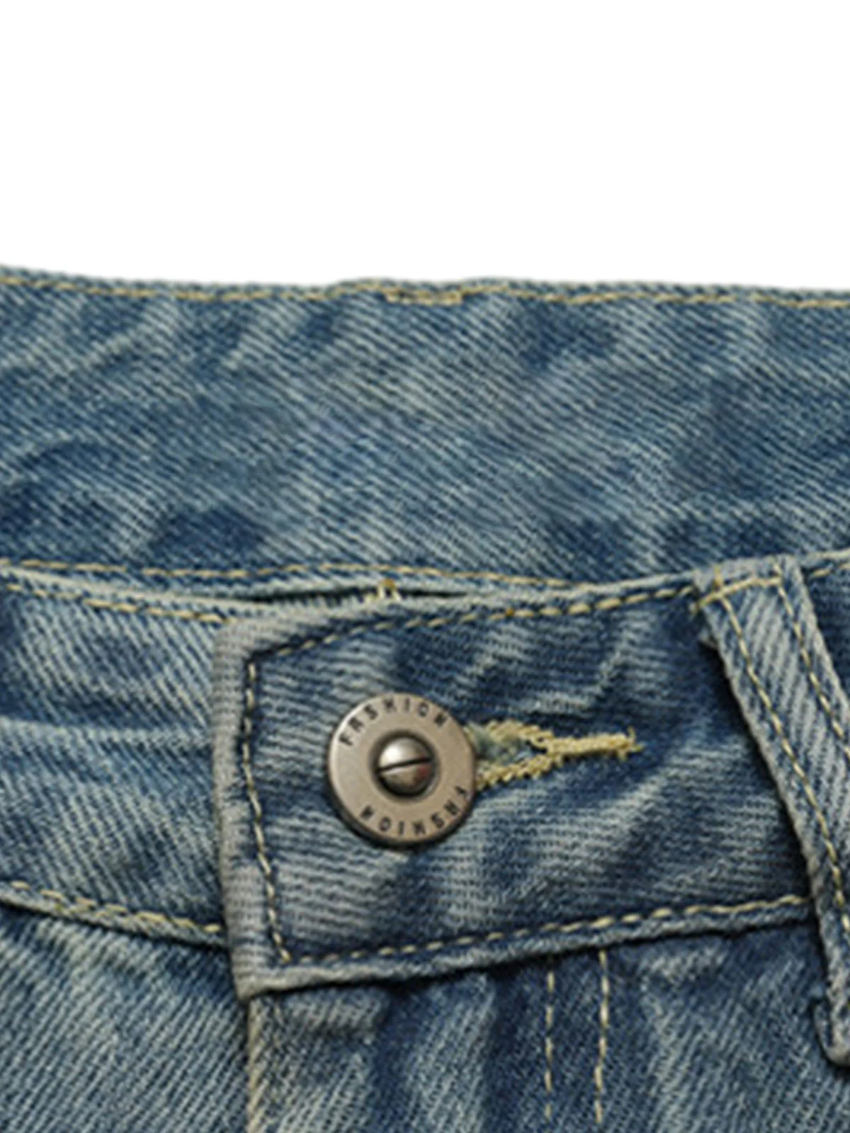 Vintage Washed Plaid Baggy Jeans