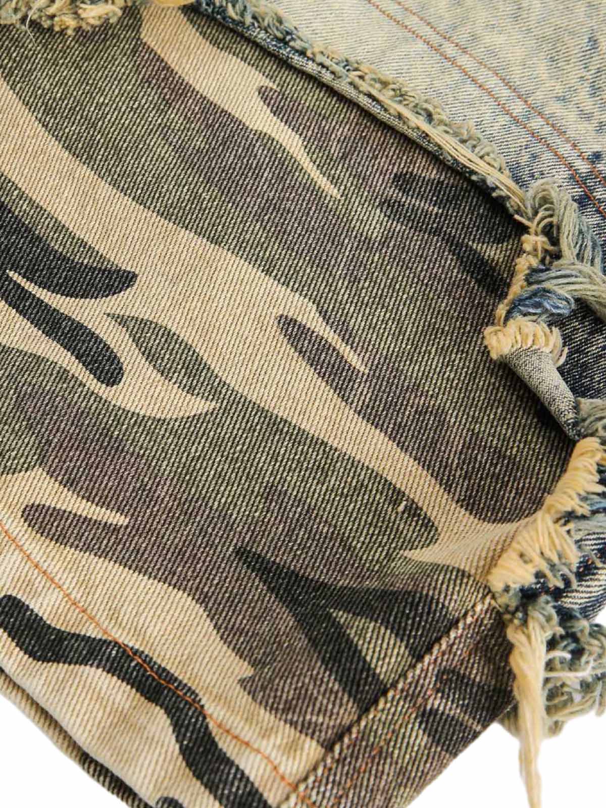 Retro Washed  Camouflage Ripped Faux Two-Piece Jorts