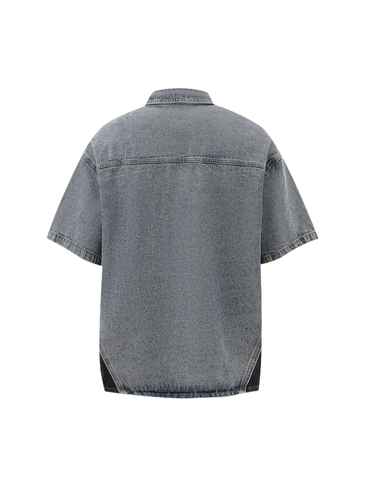 Deconstructed Patchwork Short-Sleeve Cropped Denim Set