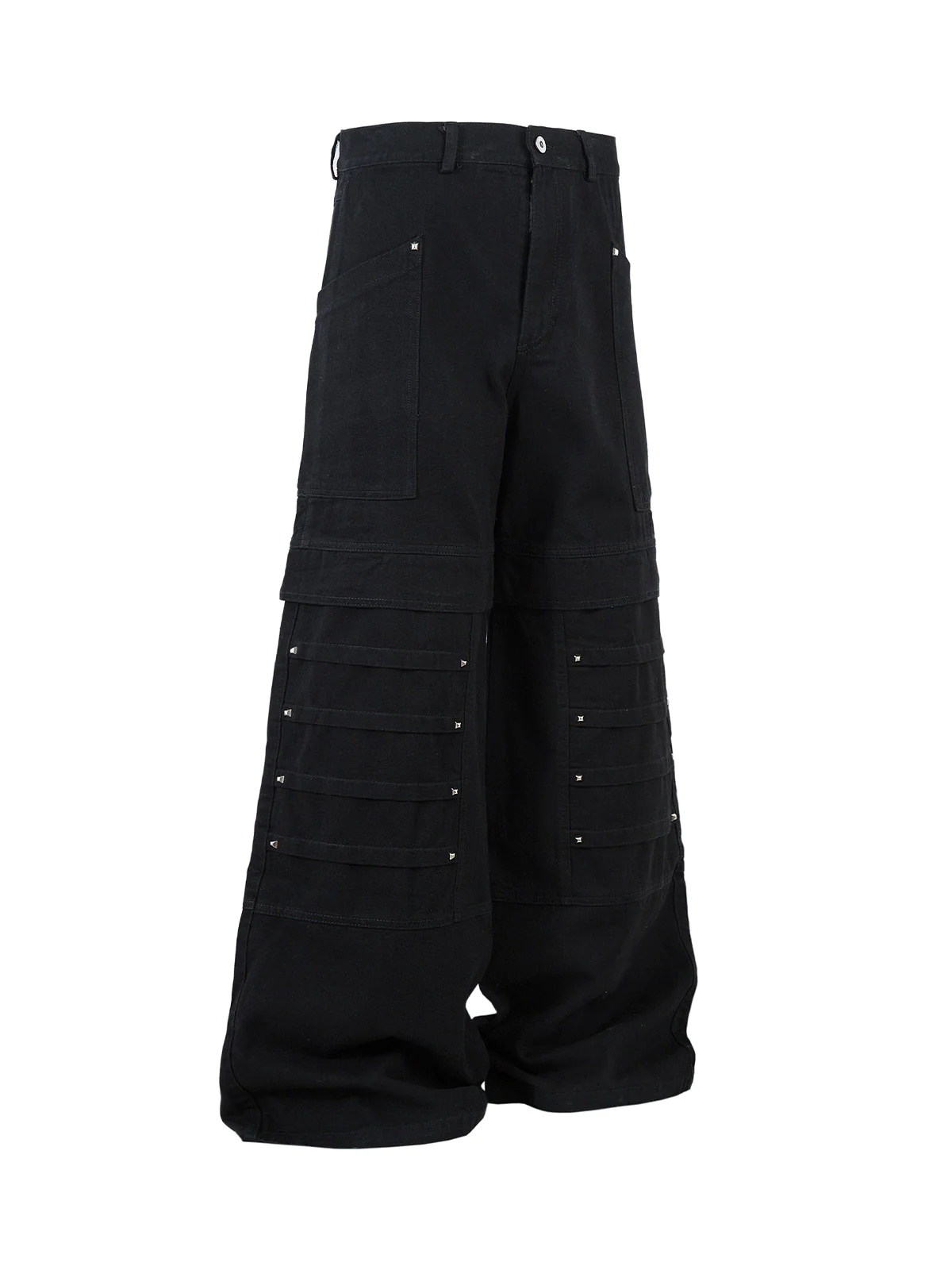 Deconstructed Split Rivet Cargo Jeans