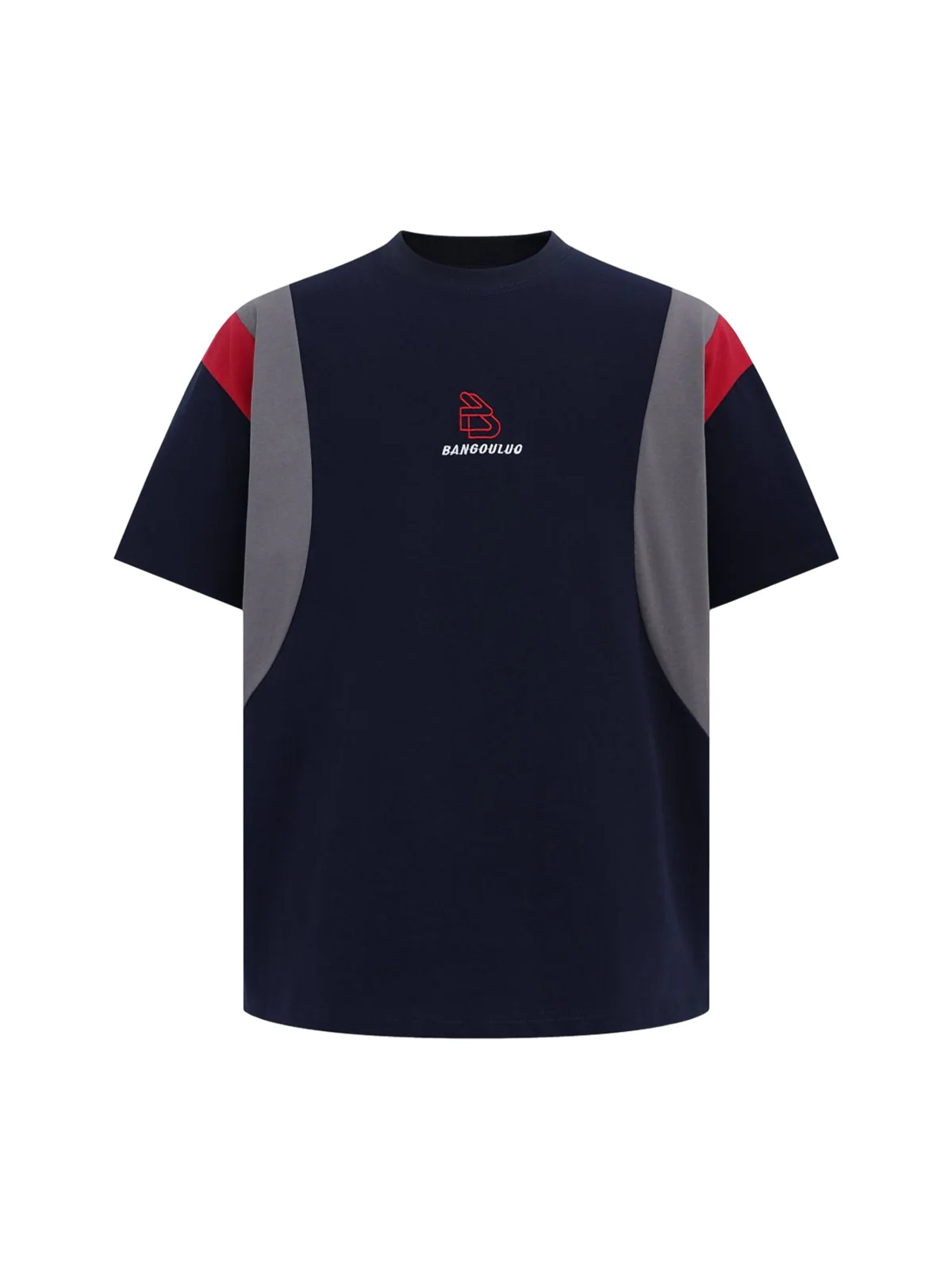 Retro Contrast Color Stitching Embroidered Letter Jersey T-shirt