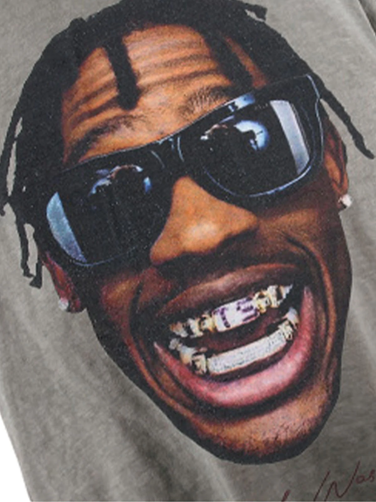 Portrait Print Crew Neck T-Shirt - 2377