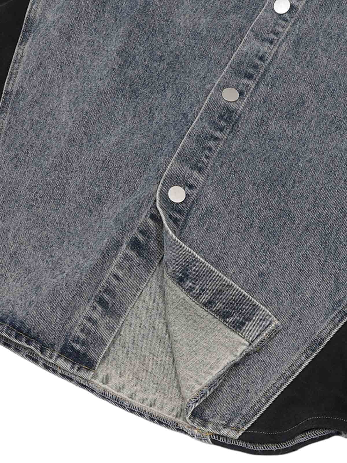 Deconstructed Patchwork Short-Sleeve Cropped Denim Set