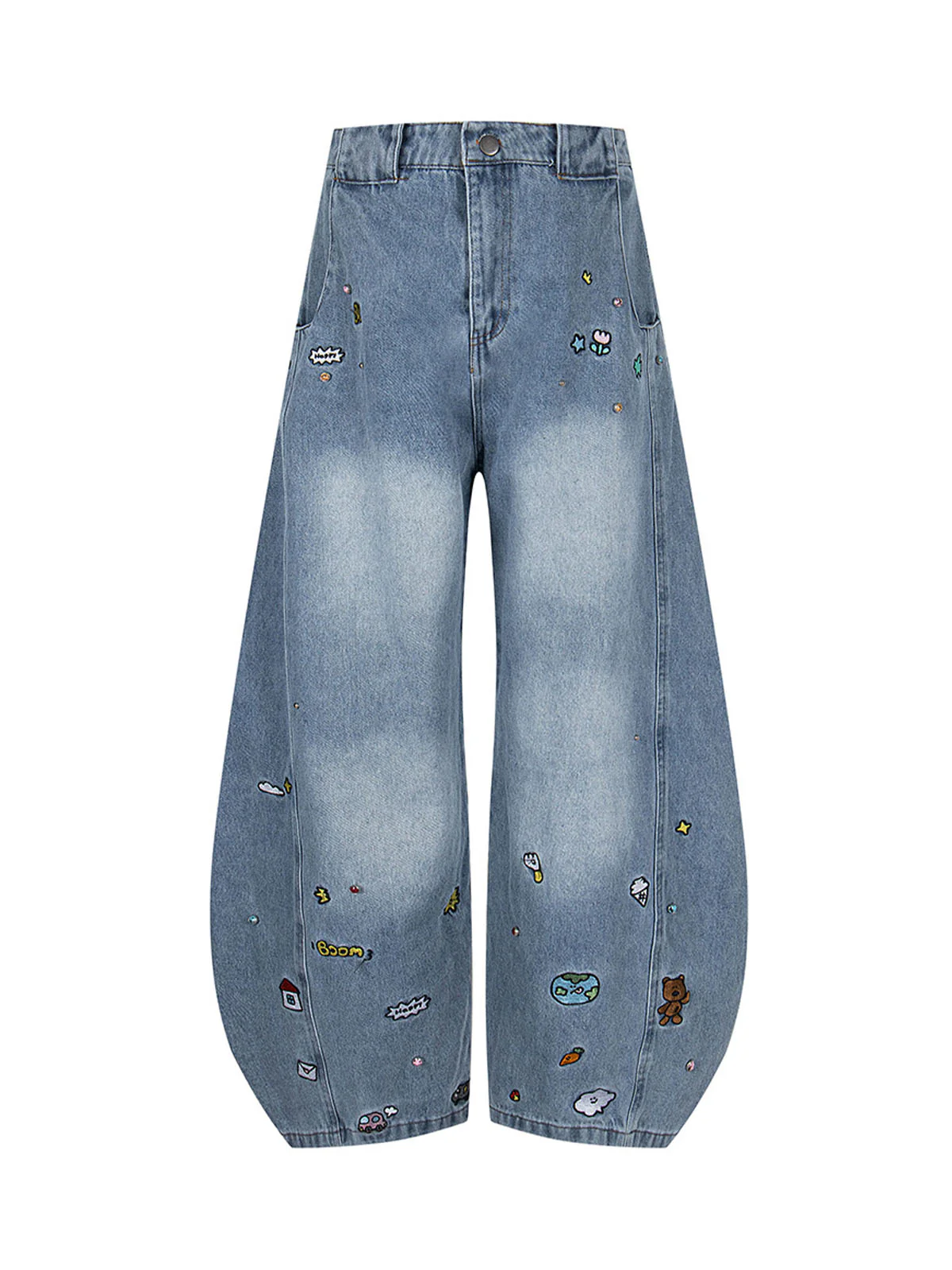 Fun Embroidered Barrel Jeans