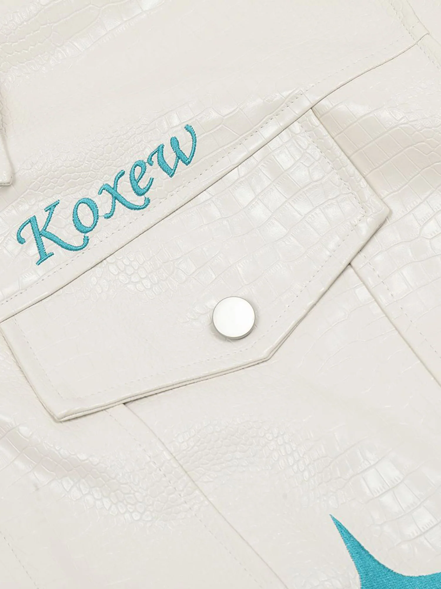 Thesupermade Star Embroidered PU Leather Jacket - 2358