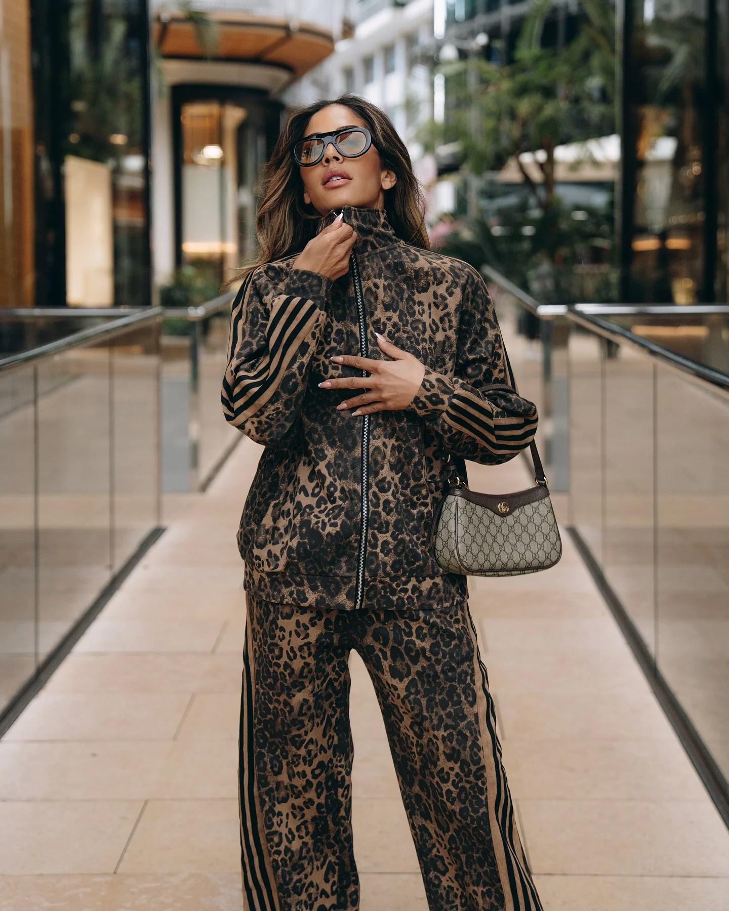 Thesupermade Cheetah Print Suede Tracksuit - 2277