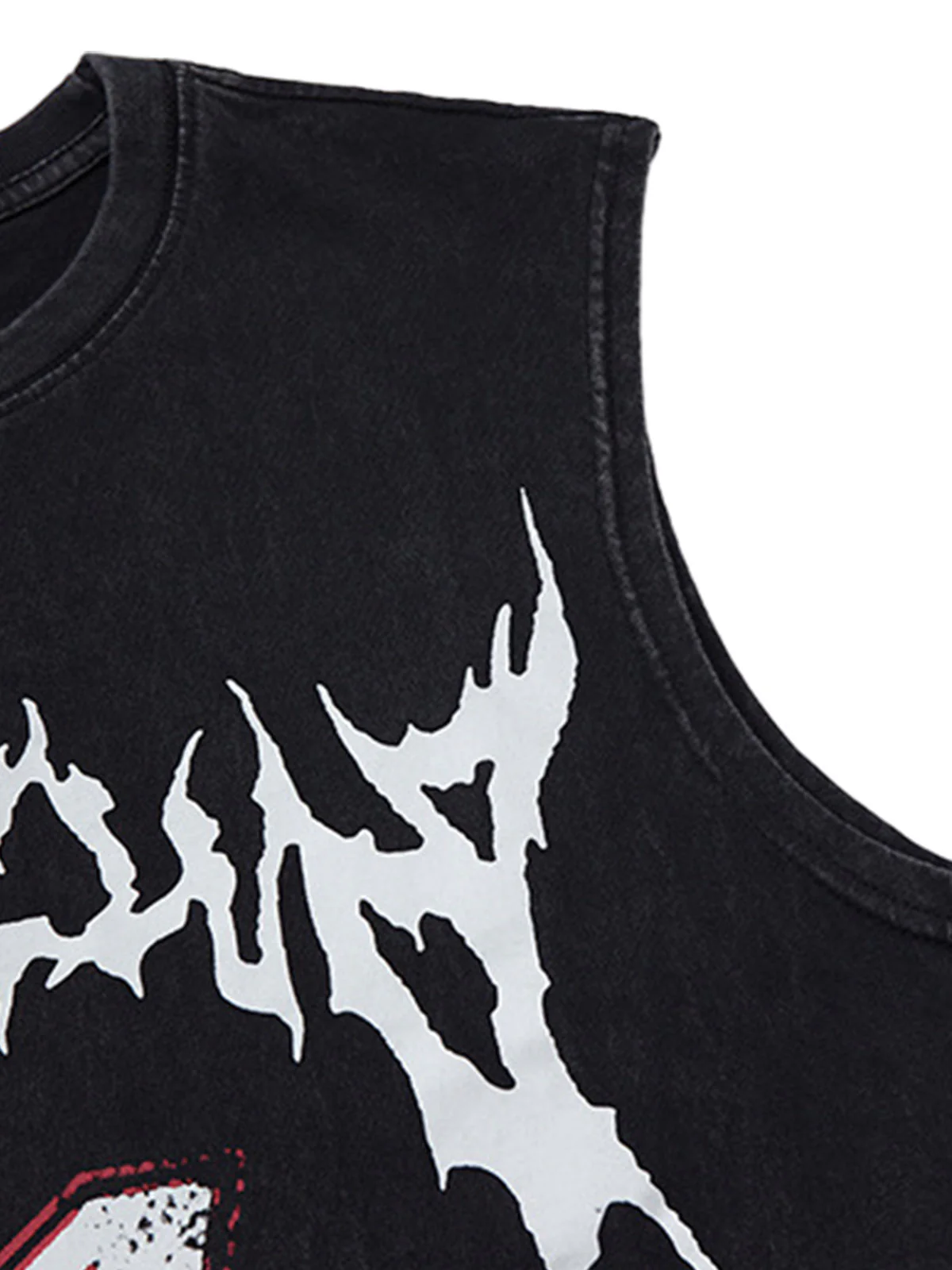 Retro Washed Letter Print Vest