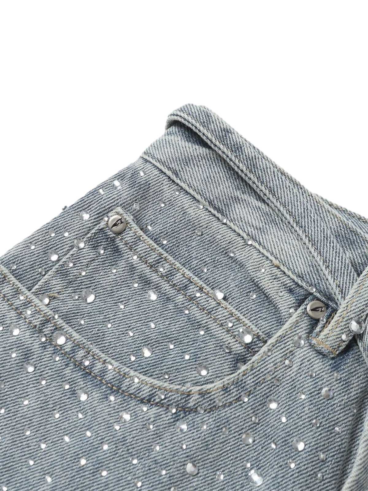 Distressed Rhinestone Denim Jorts