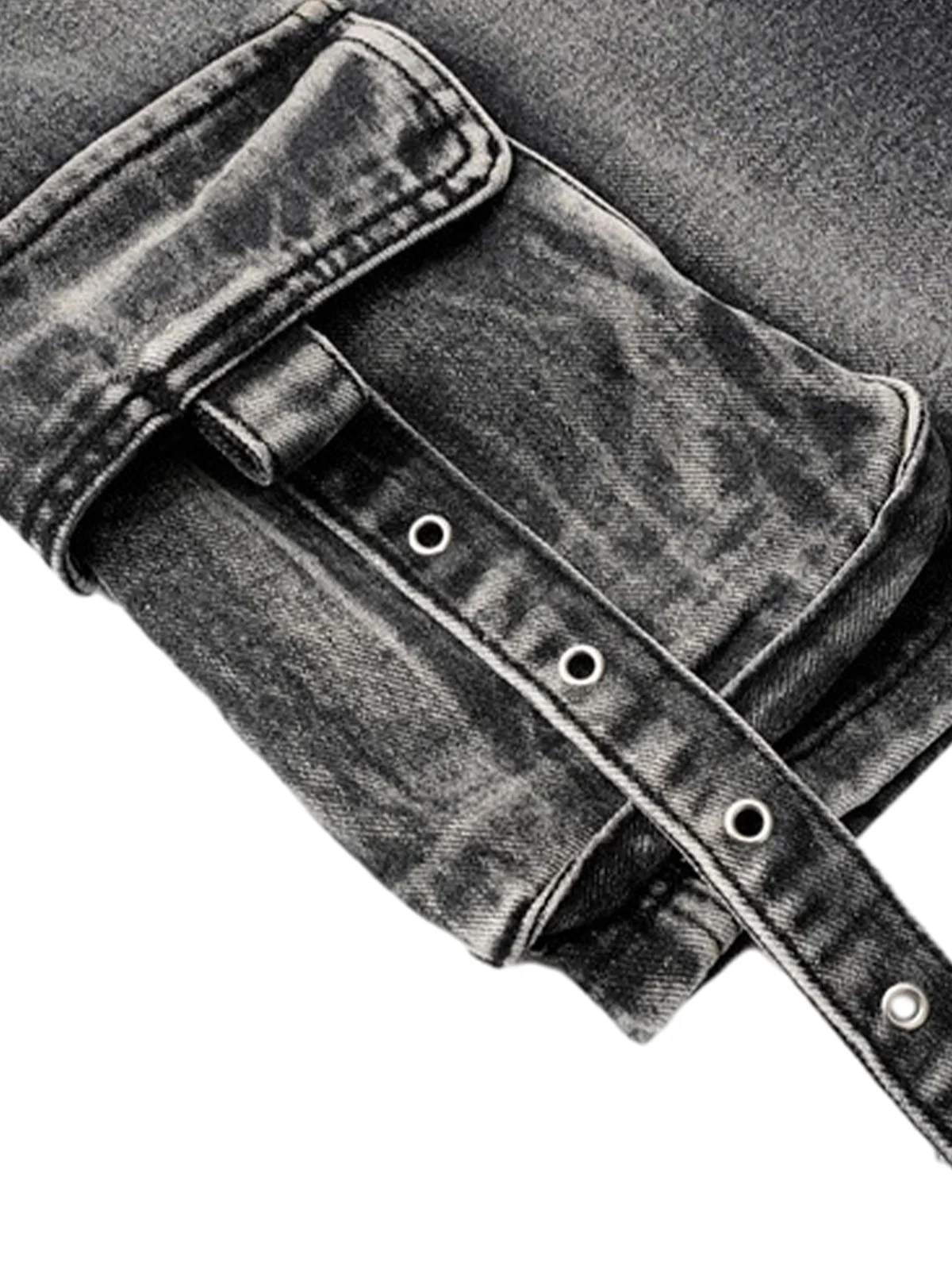 High-Waisted Multi-Pocket Denim Cargo Shorts