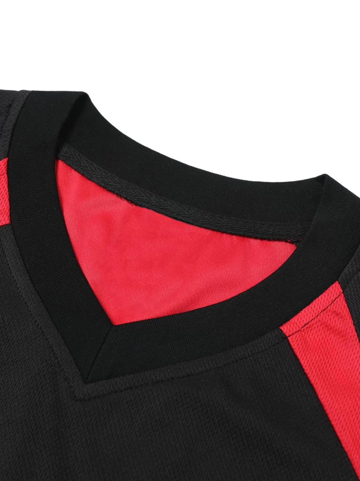 Contrast Color Sporty V-Neck Jersey T-Shirt