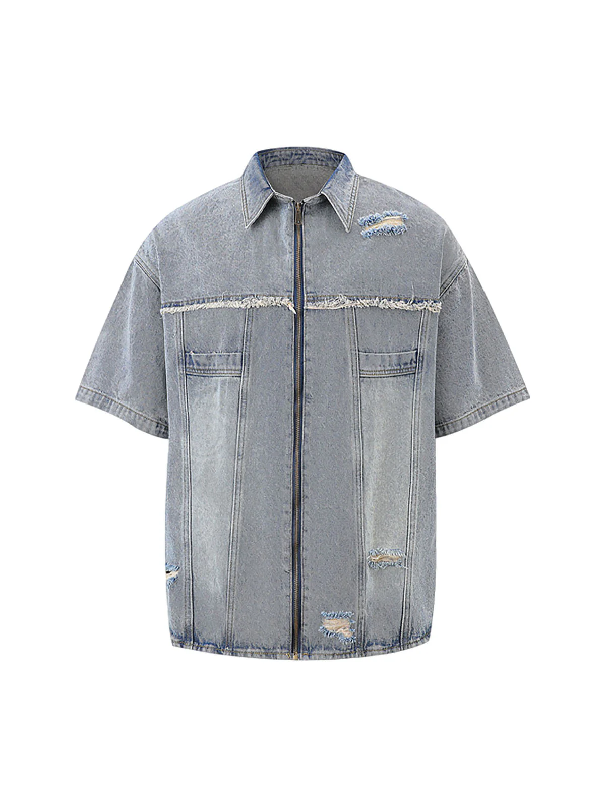 Distressed Ripped Denim Suit