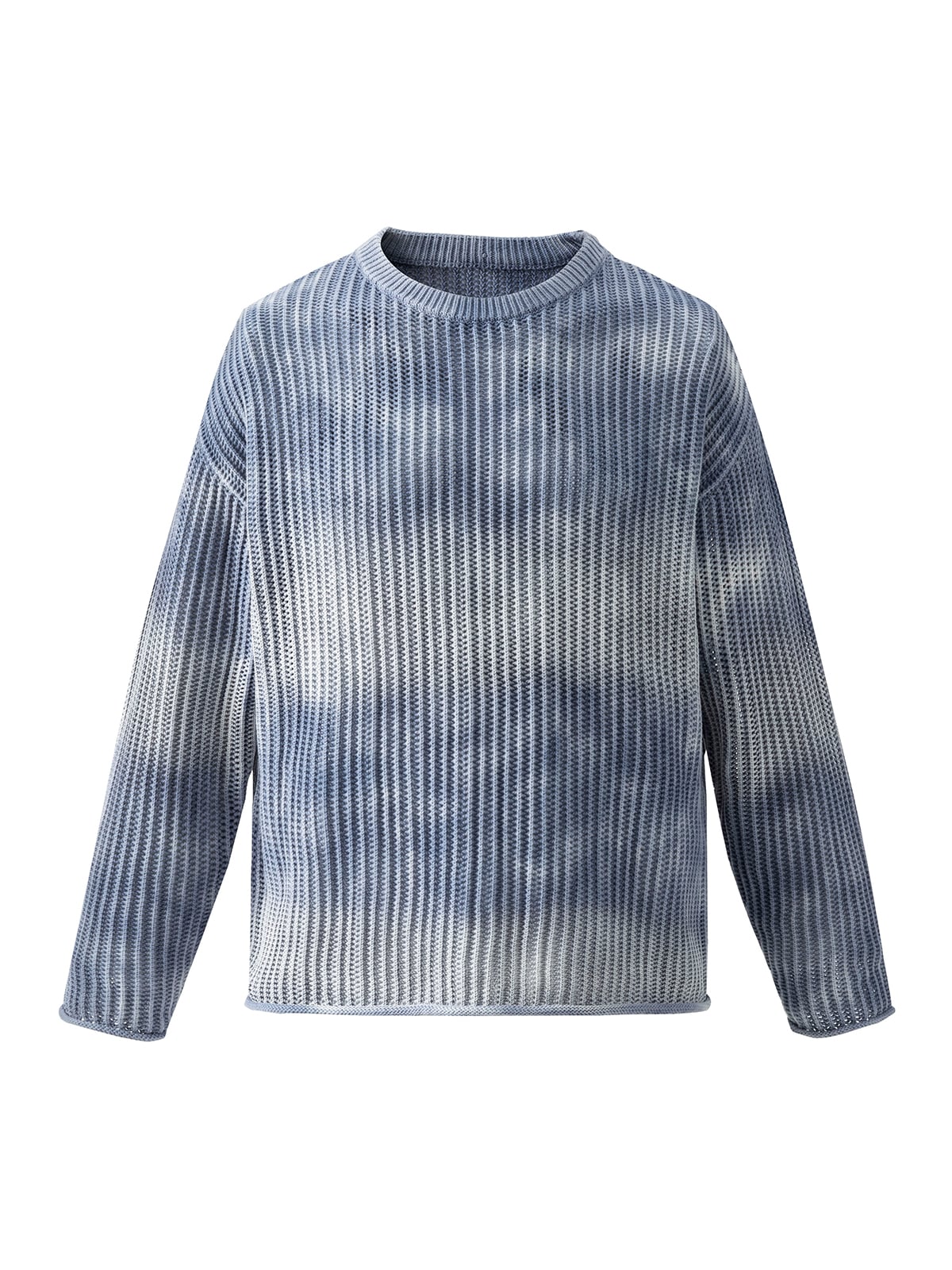 Gradient Ombre Knit Crew Neck Sweater