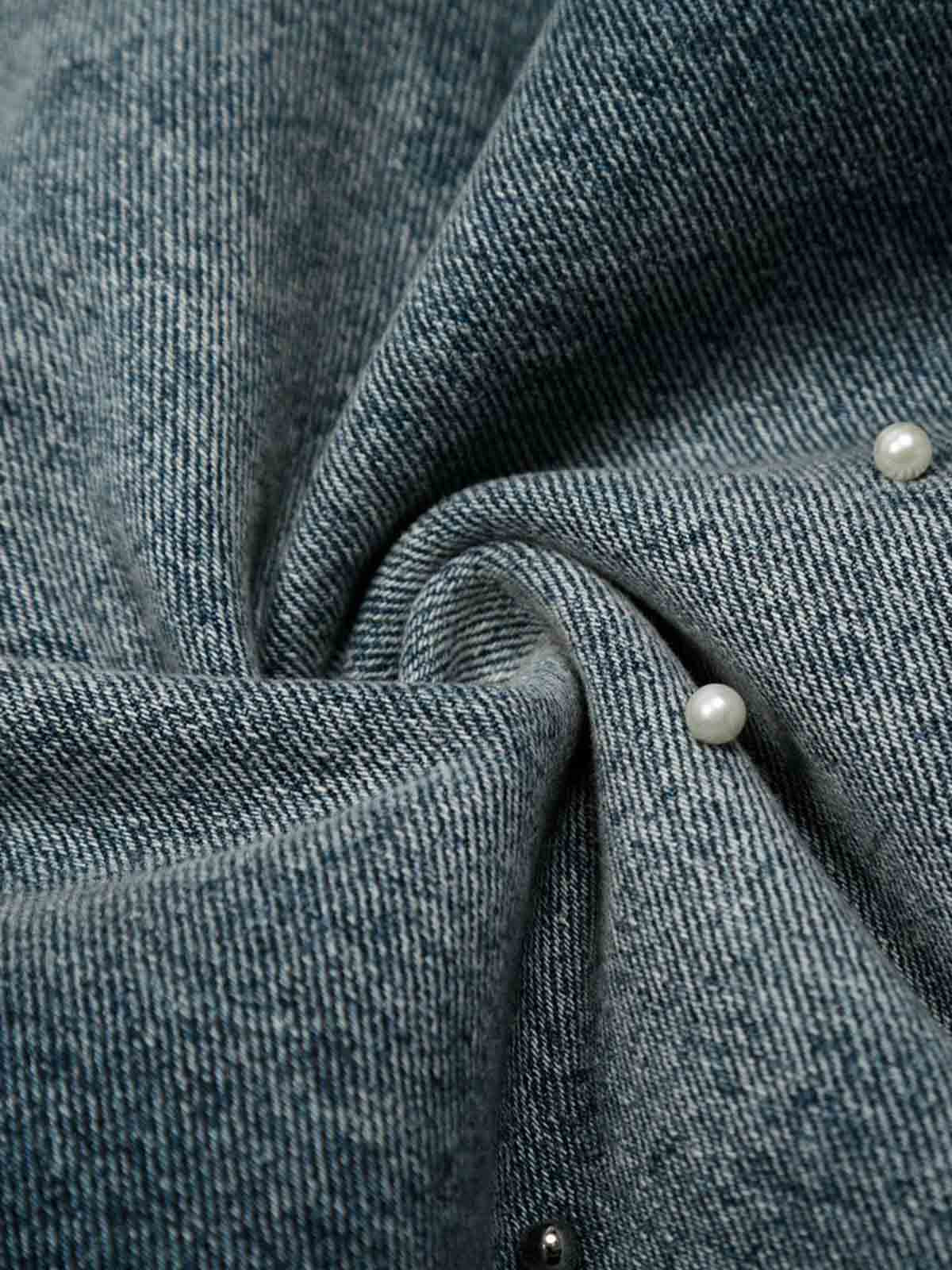 Washed Studded Denim Jorts