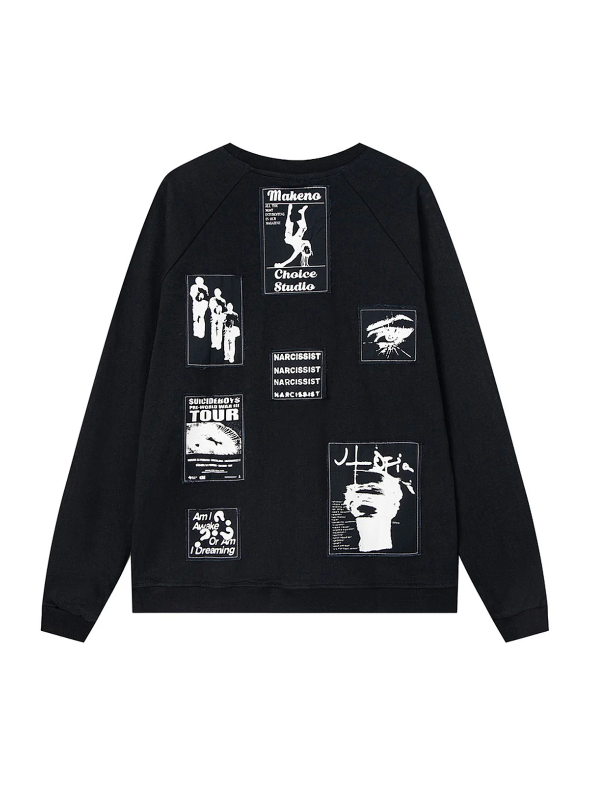 Retro Applique Embroidery Printed Long Sleeve T-Shirt