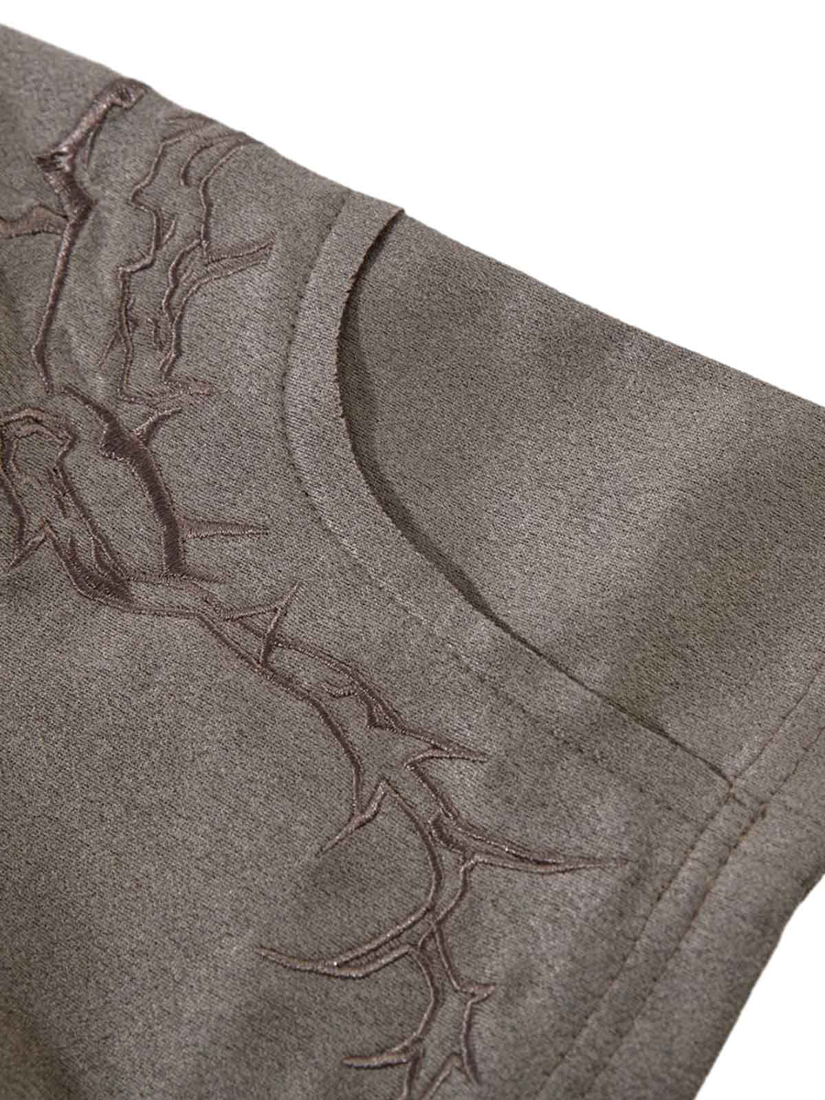 Thorn Embroidery Suede T-Shirt