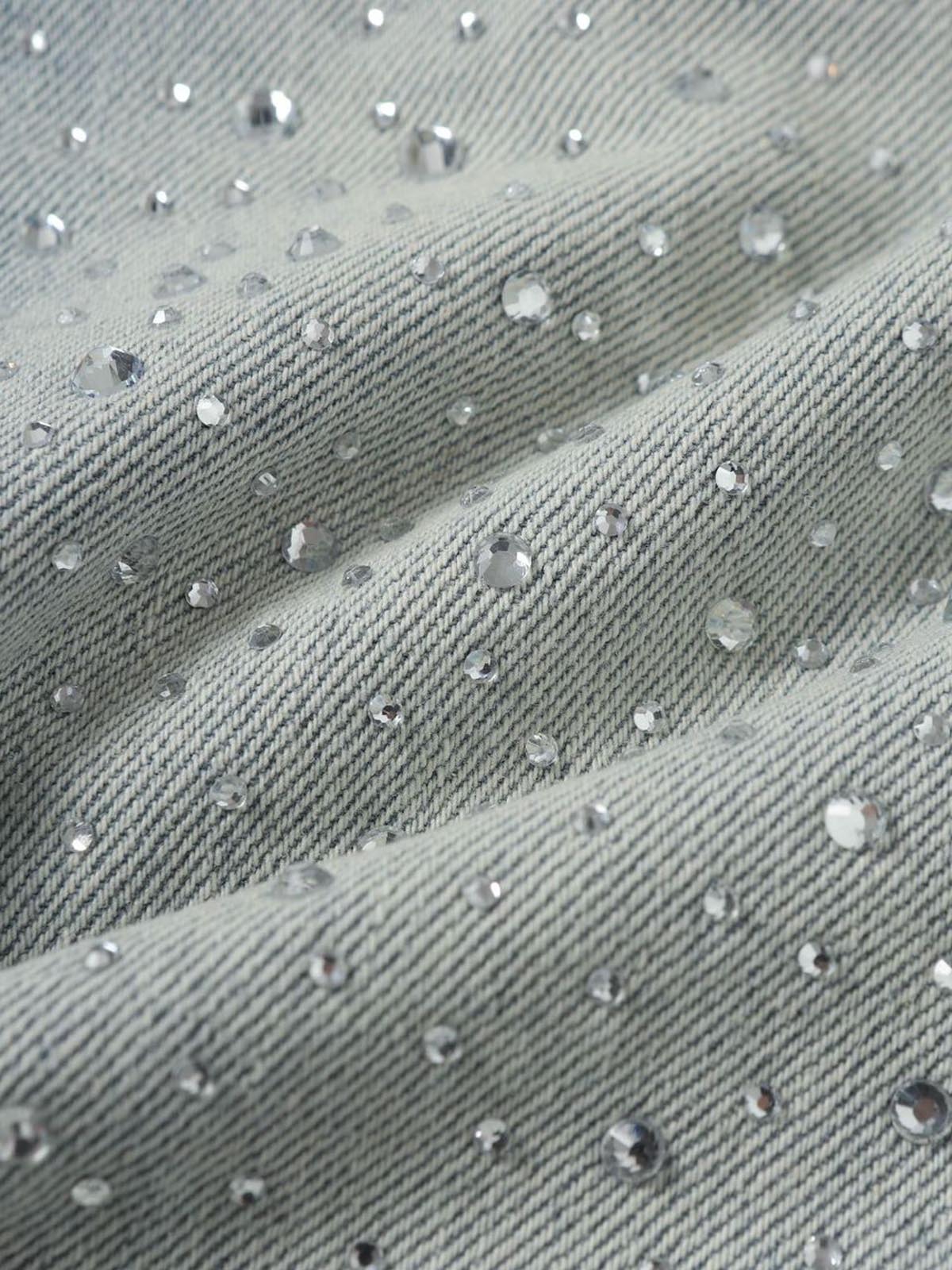 Distressed Rhinestone Denim Jorts