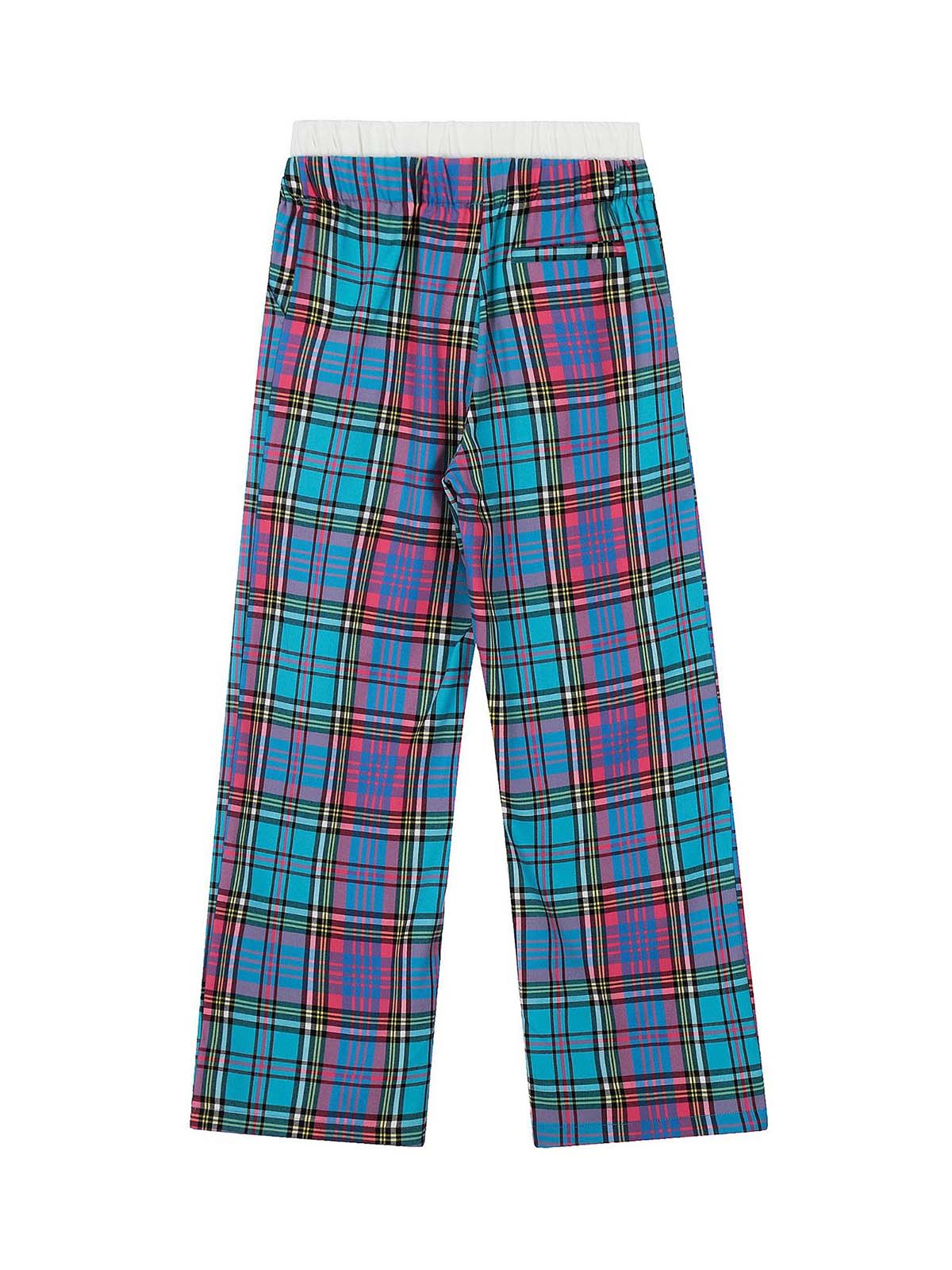 Draw String Contrast Plaid Pants
