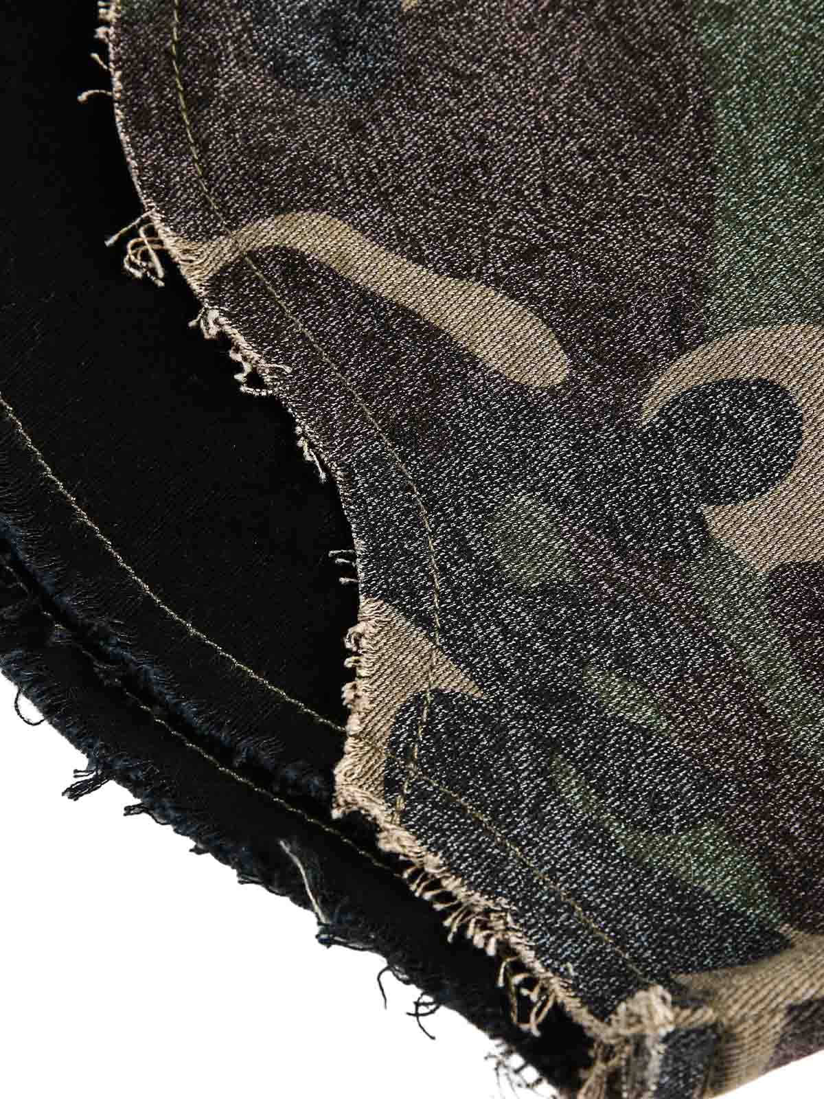 Camouflage Patchwork Print Letter Short Sleeve Shirt