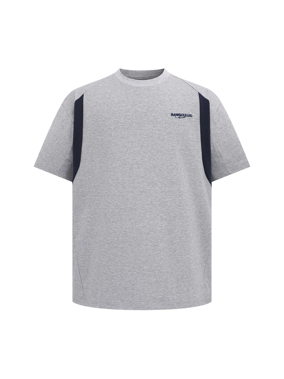 Retro Contrast Color Embroidered Letter T-shirt